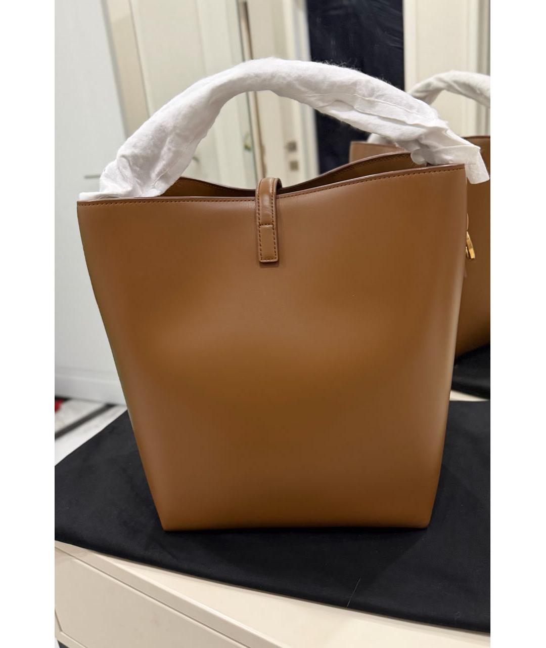 SAINT LAURENT Коричневая кожаная сумка через плечо, фото 6