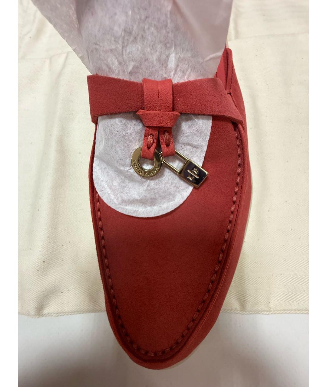 LORO PIANA Коралловые замшевые мюли, фото 4