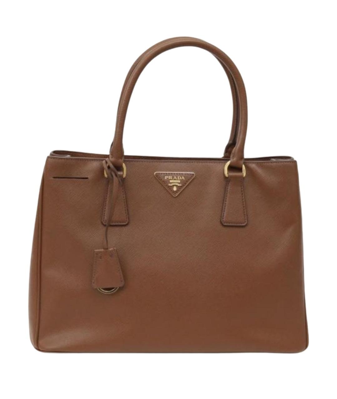 PRADA Коричневая кожаная сумка с короткими ручками, фото 1