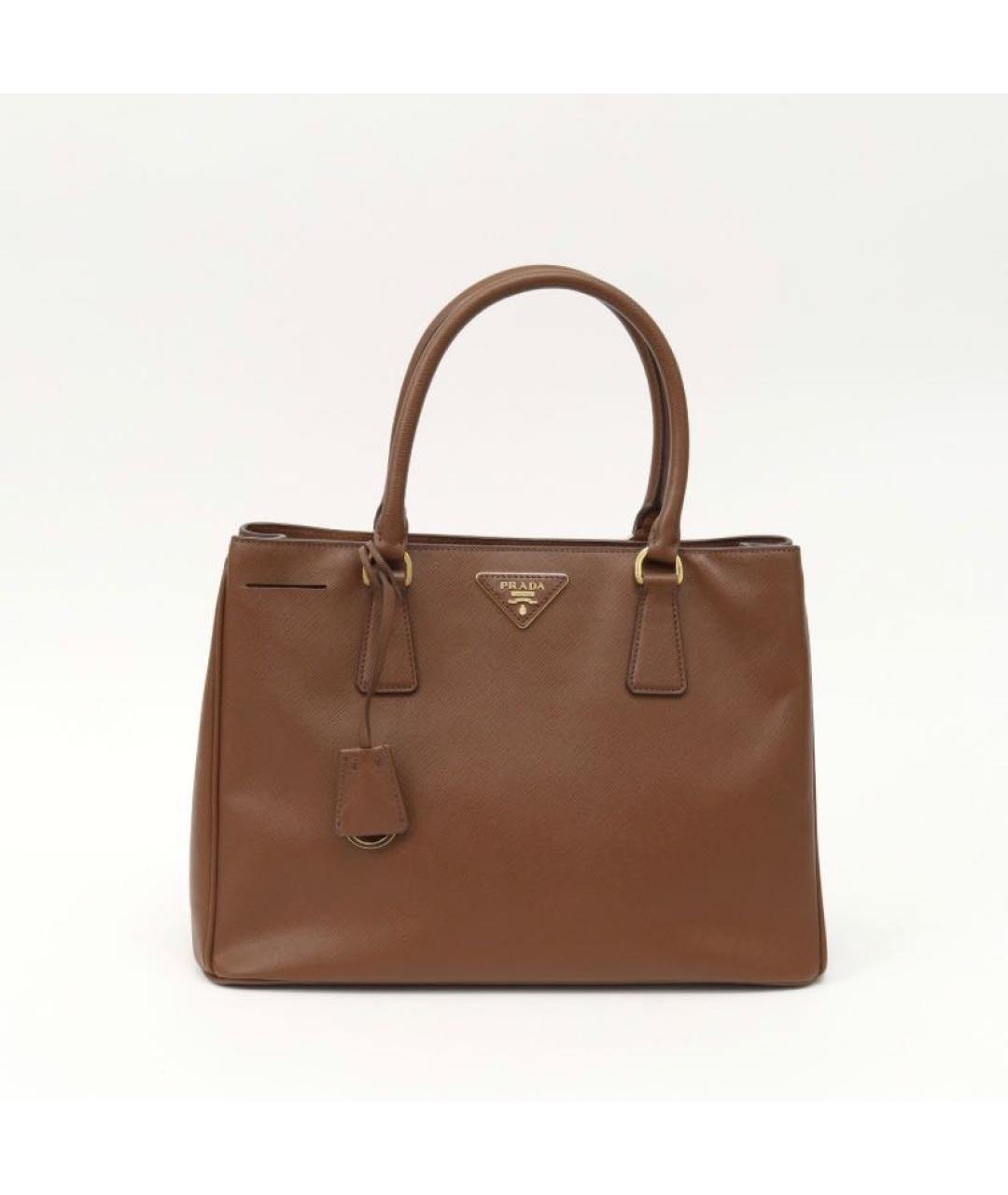 PRADA Коричневая кожаная сумка с короткими ручками, фото 9