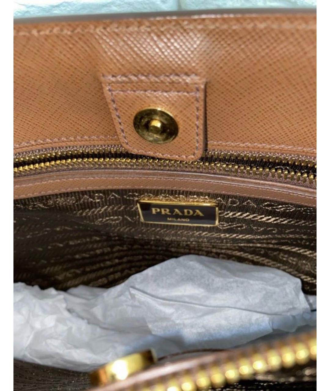 PRADA Коричневая кожаная сумка с короткими ручками, фото 8