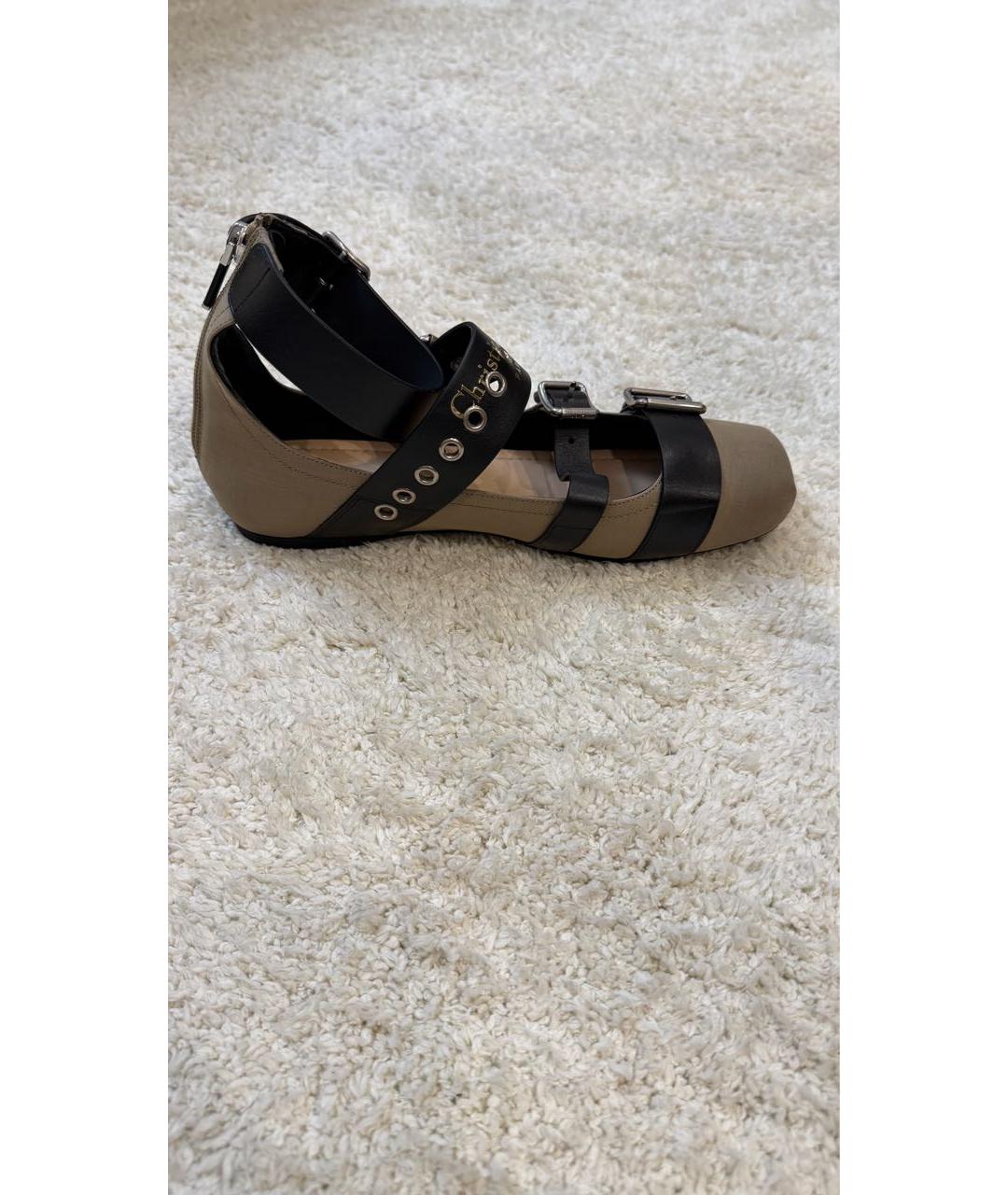 CHRISTIAN DIOR Хаки кожаные балетки, фото 6