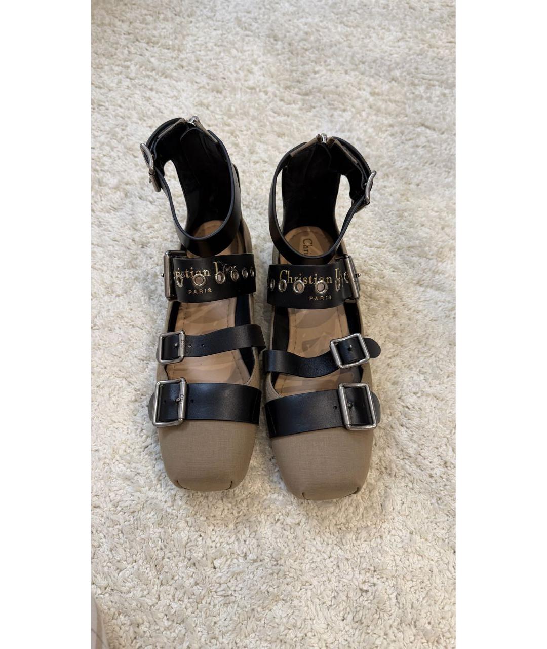 CHRISTIAN DIOR Хаки кожаные балетки, фото 2