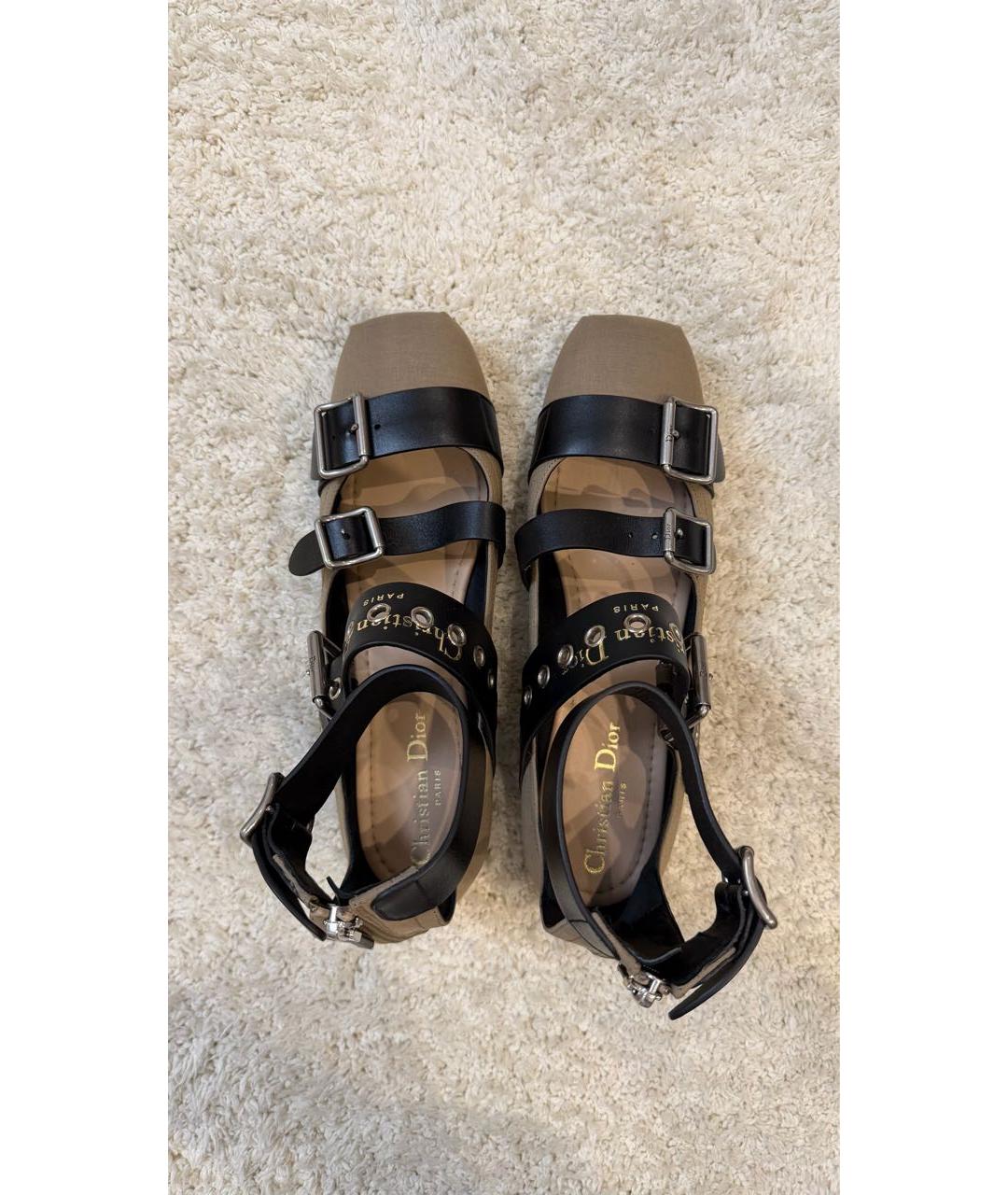 CHRISTIAN DIOR Хаки кожаные балетки, фото 3