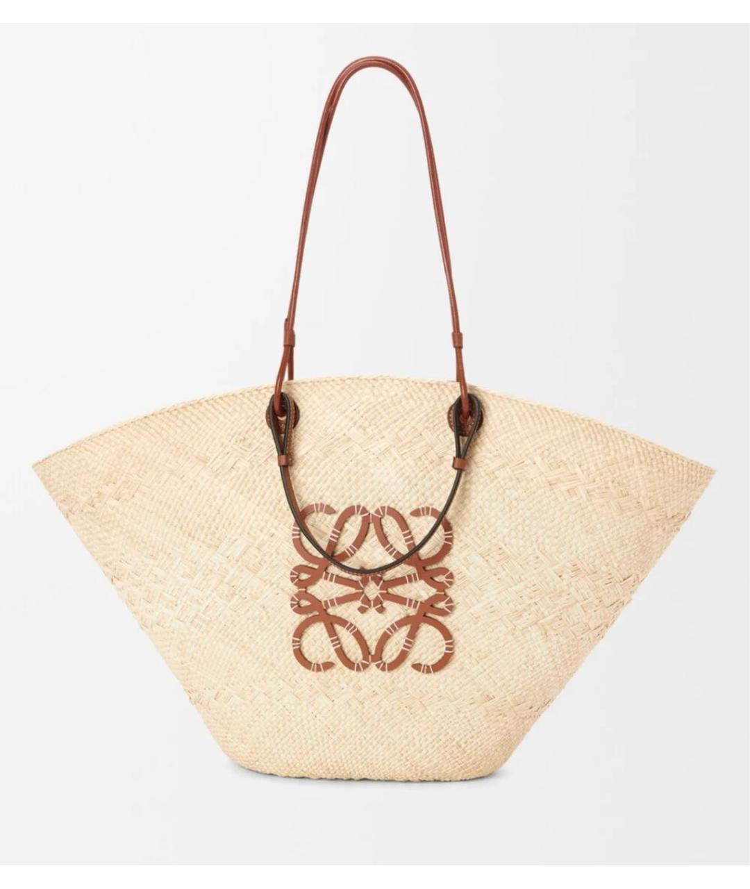 LOEWE Бежевая пелетеная пляжная сумка, фото 4