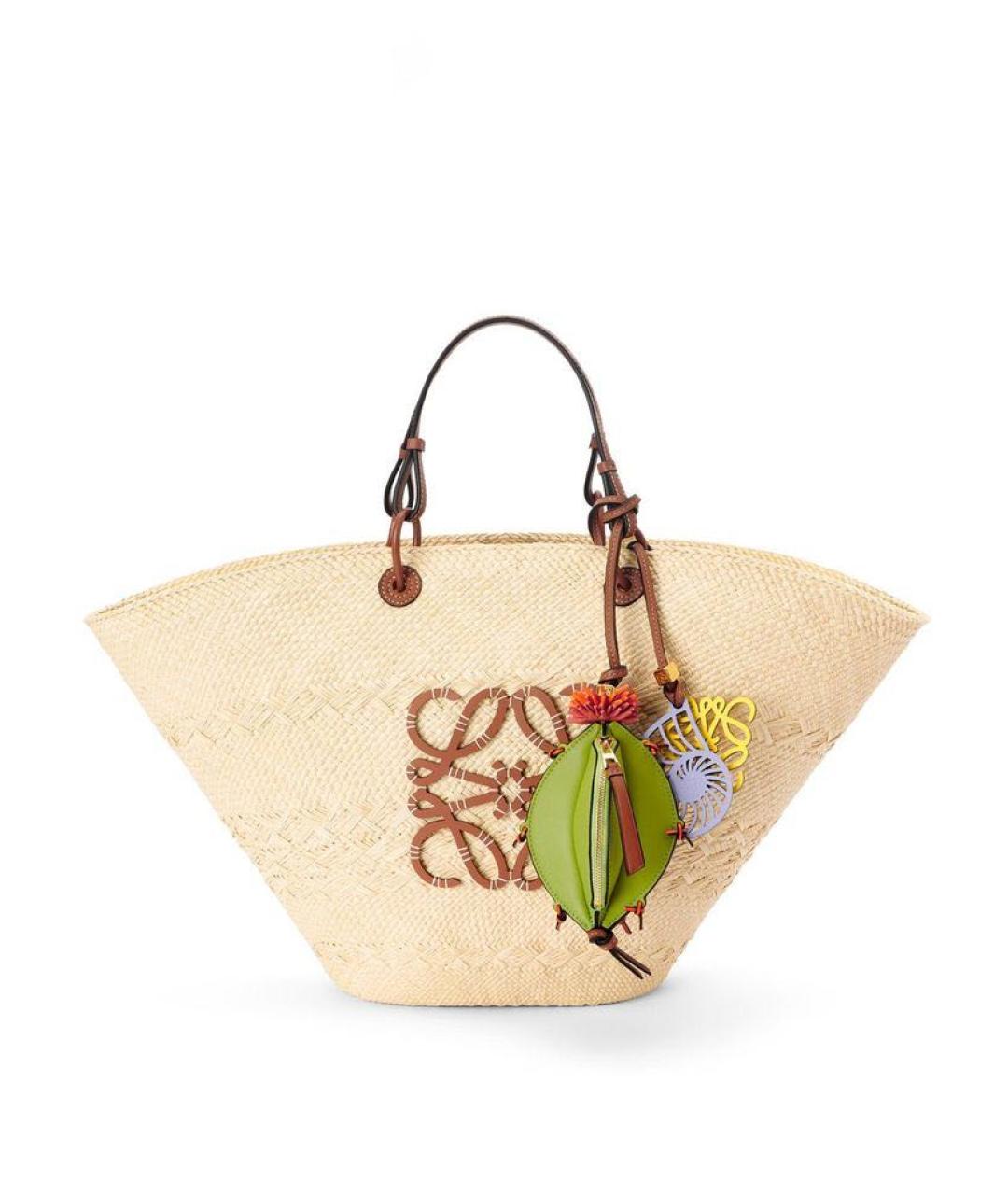 LOEWE Бежевая пелетеная пляжная сумка, фото 5