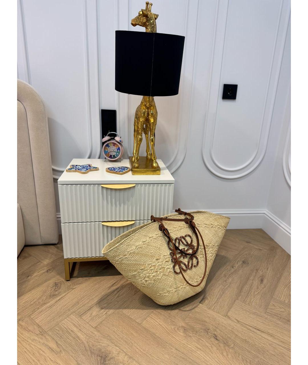 LOEWE Бежевая пелетеная пляжная сумка, фото 6