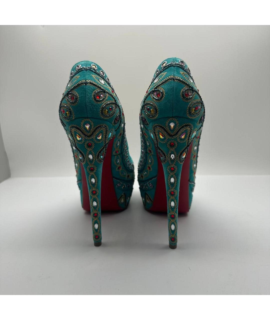 CHRISTIAN LOUBOUTIN Бирюзовые кожаные туфли, фото 4