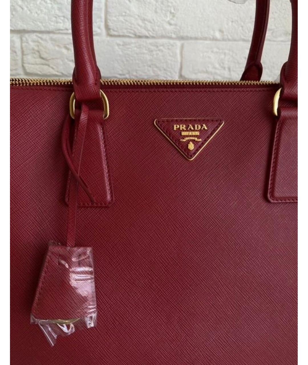 PRADA Красная кожаная сумка с короткими ручками, фото 6