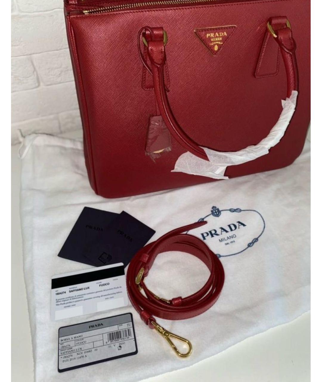 PRADA Красная кожаная сумка с короткими ручками, фото 8
