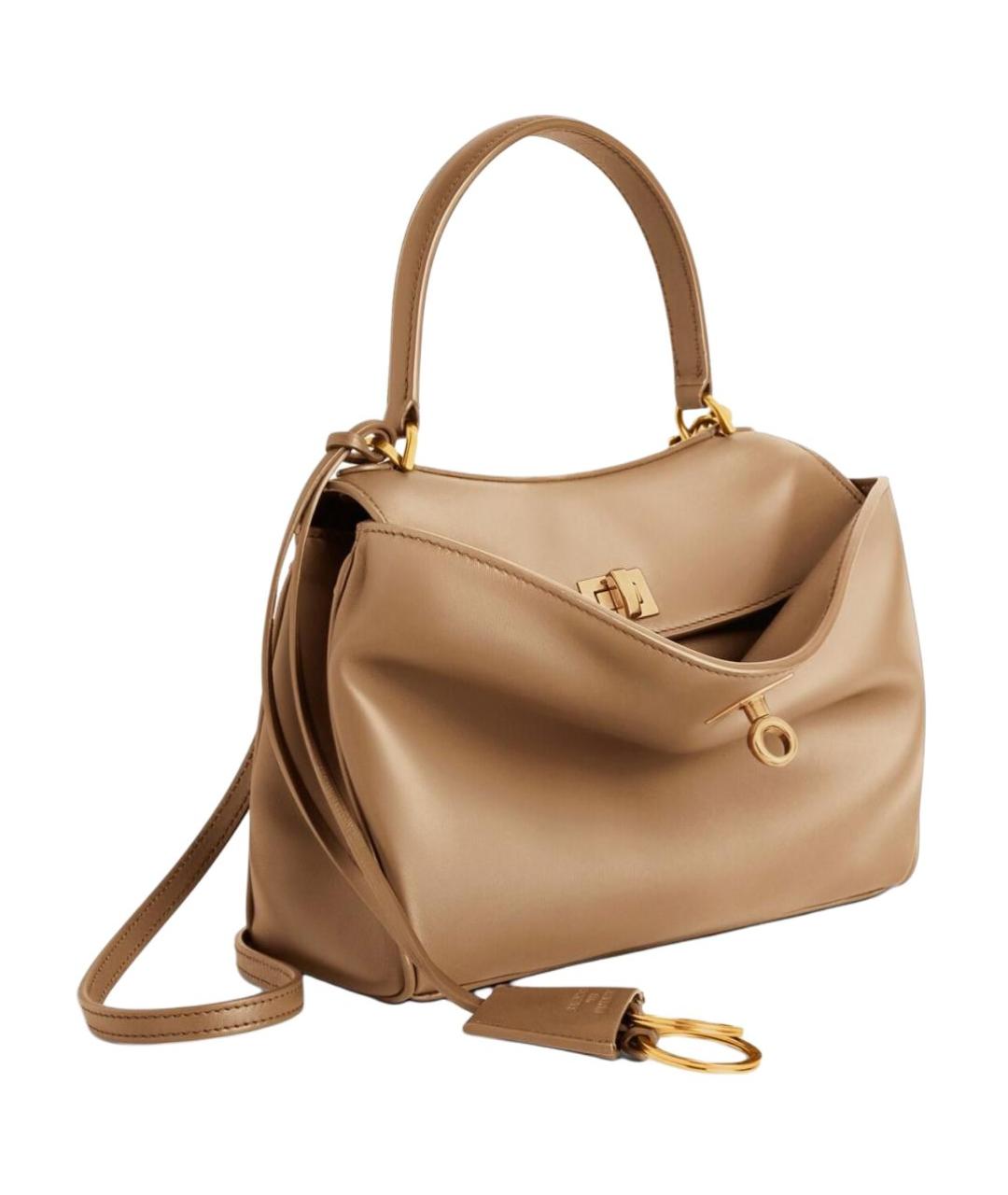 BALENCIAGA Бежевая кожаная сумка через плечо, фото 3