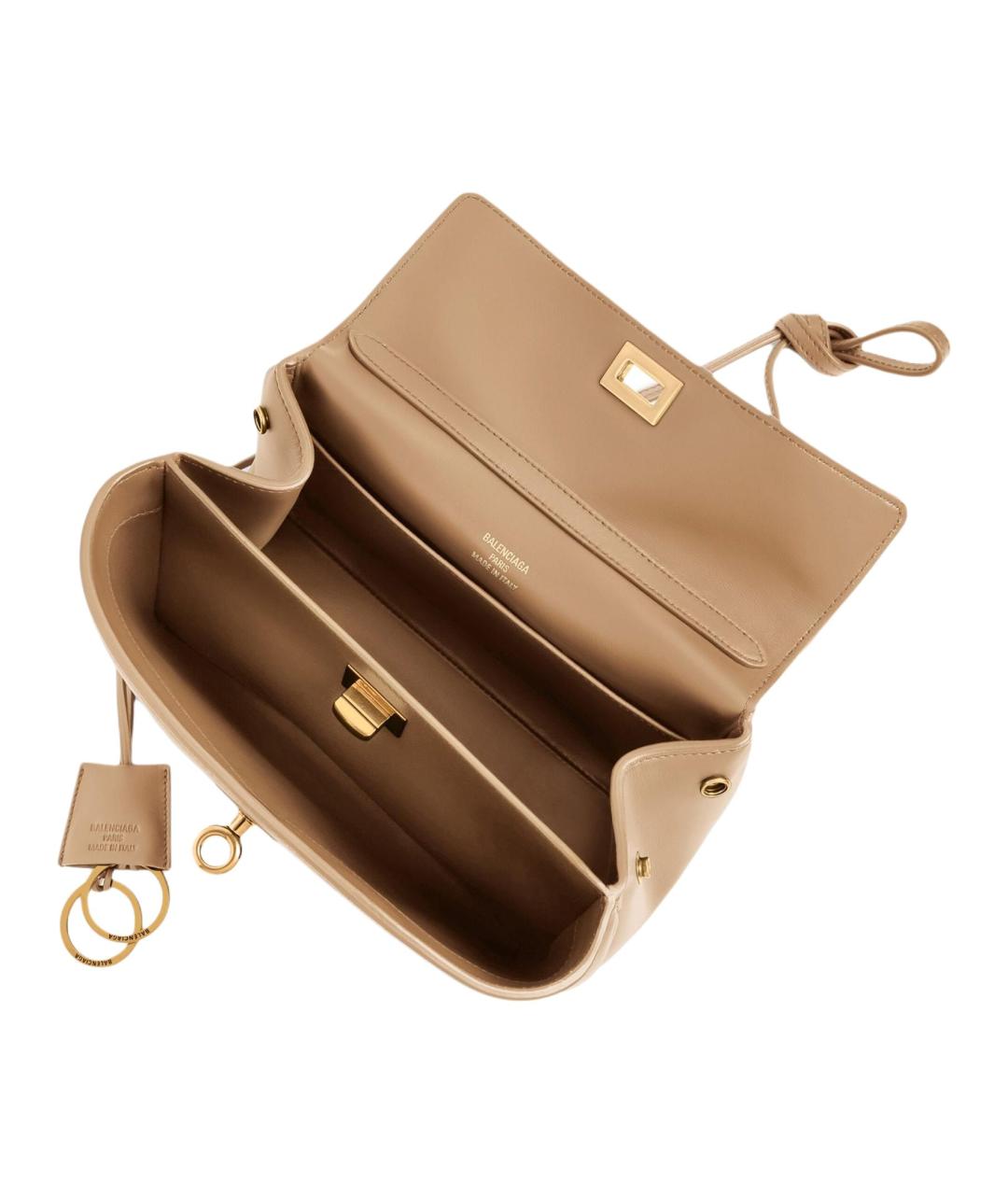 BALENCIAGA Бежевая кожаная сумка через плечо, фото 5