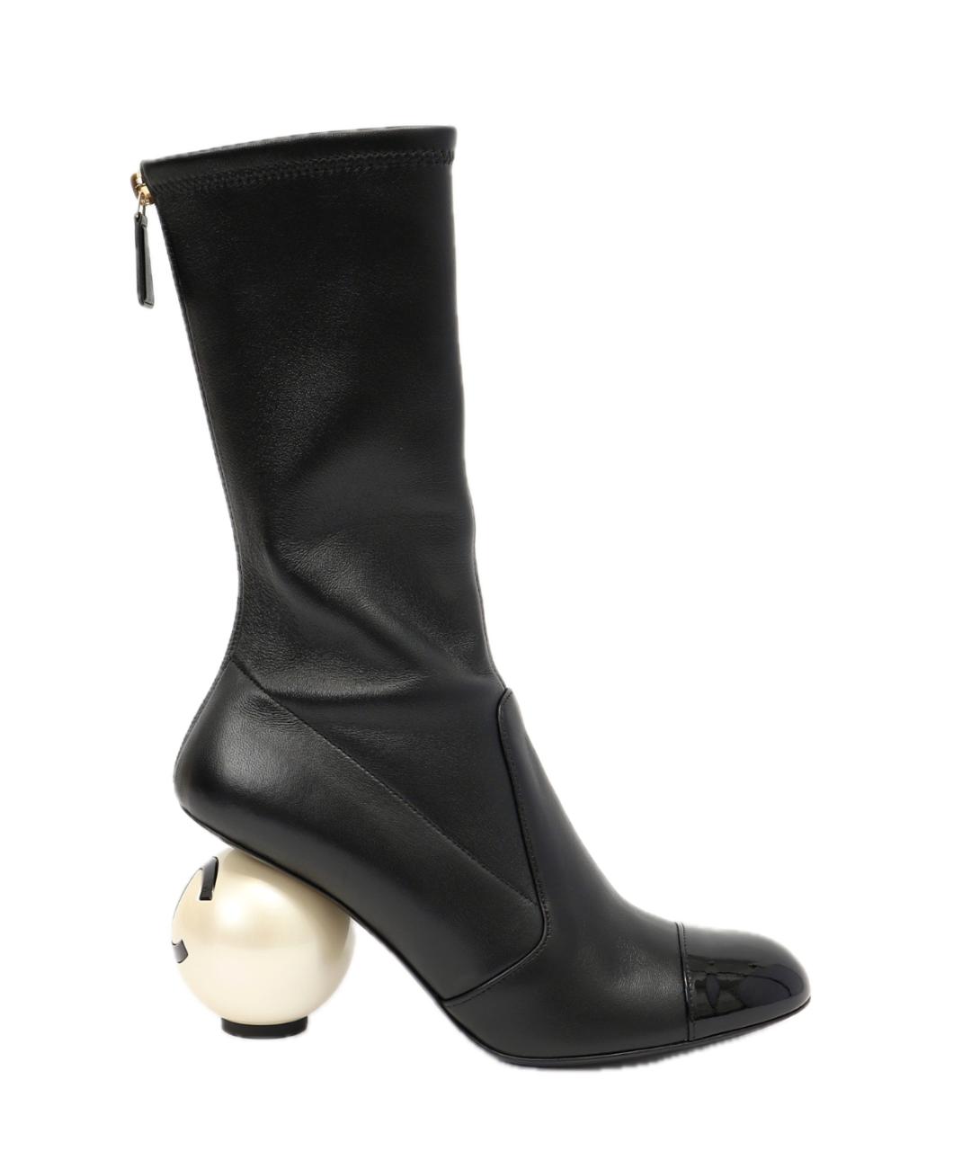 CHANEL Черные кожаные ботинки, фото 1