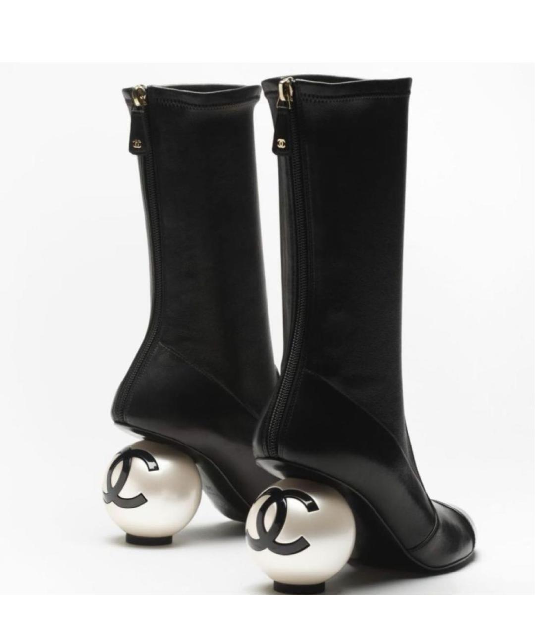 CHANEL Черные кожаные ботинки, фото 4