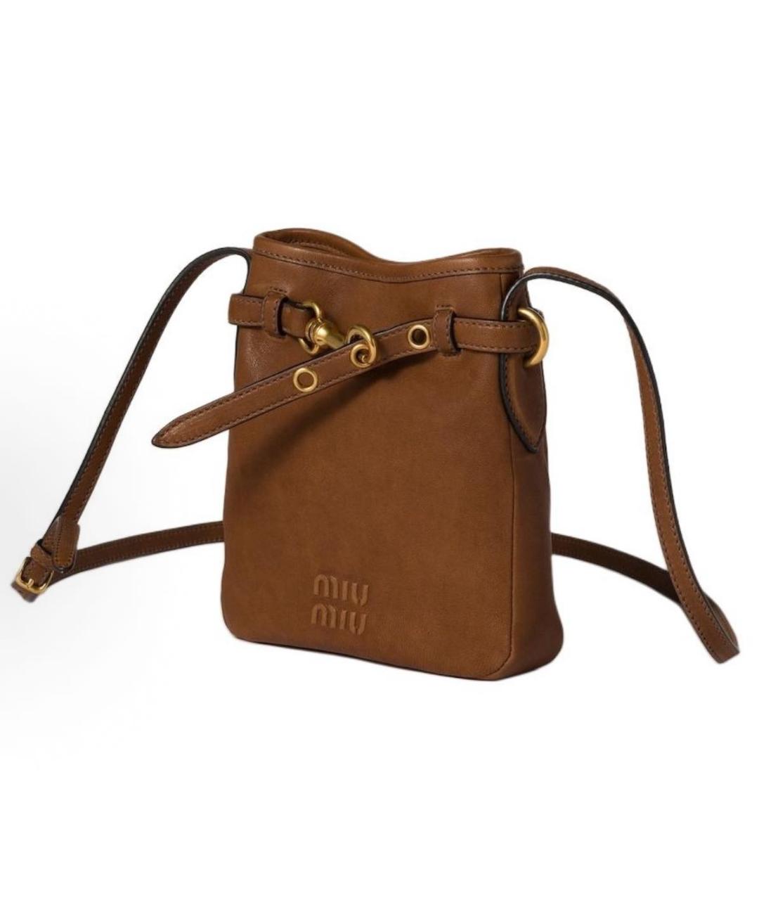 MIU MIU Коричневая кожаная сумка через плечо, фото 2