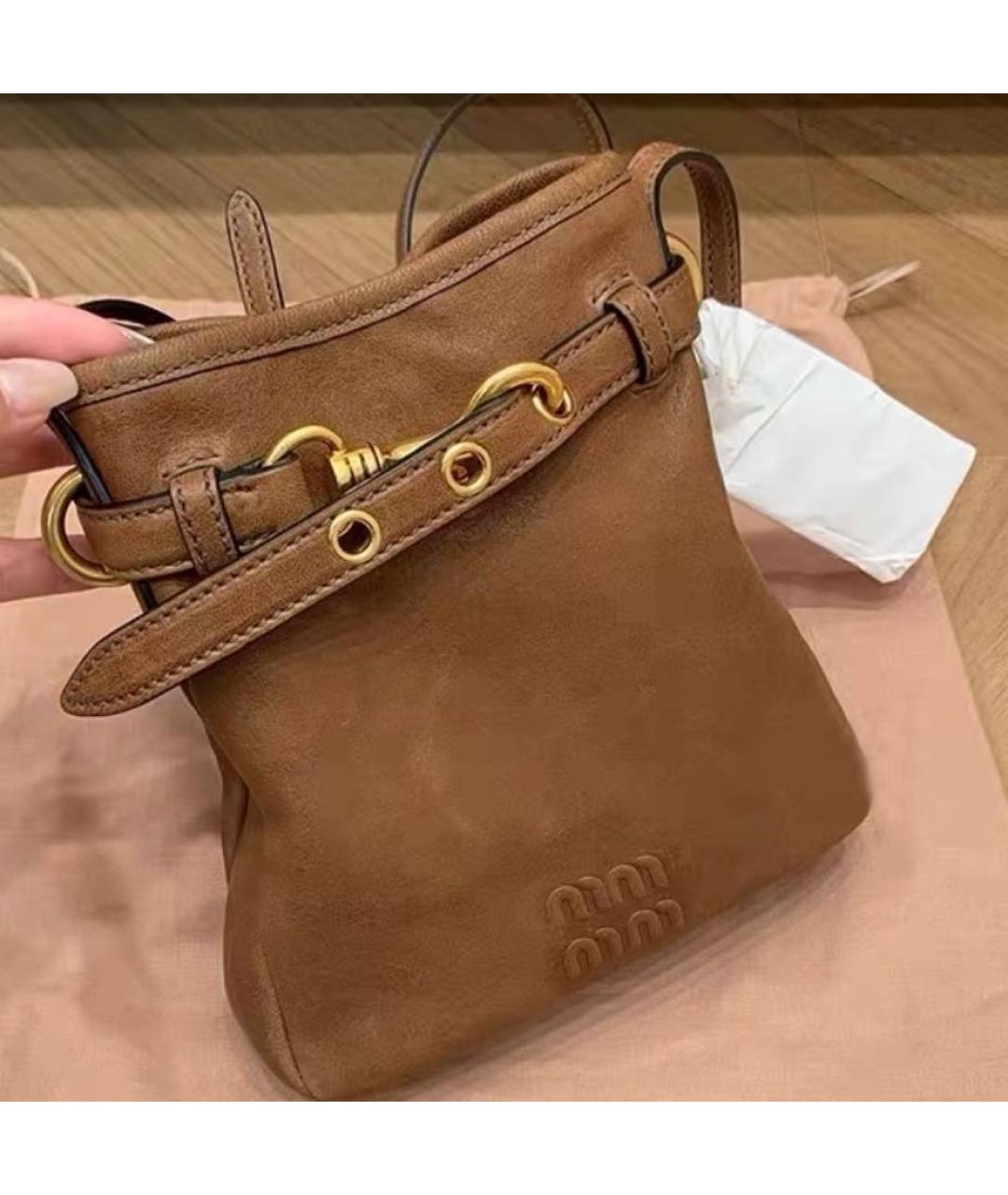 MIU MIU Коричневая кожаная сумка через плечо, фото 6