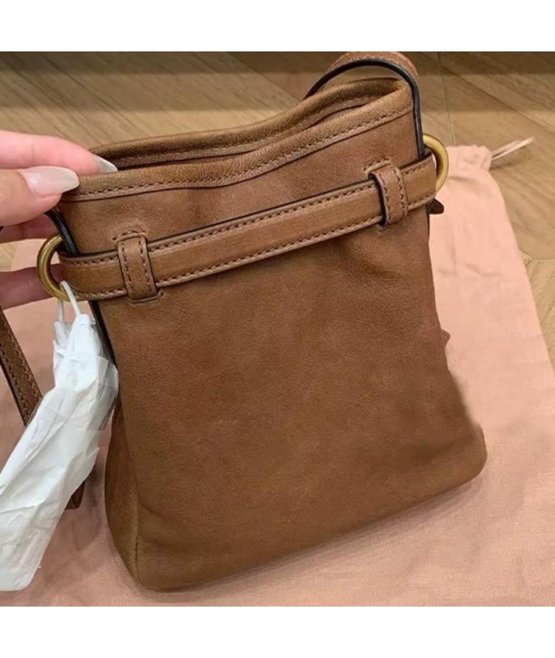 MIU MIU Коричневая кожаная сумка через плечо, фото 7