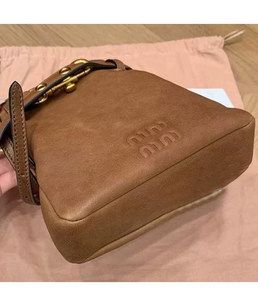 MIU MIU Коричневая кожаная сумка через плечо, фото 8