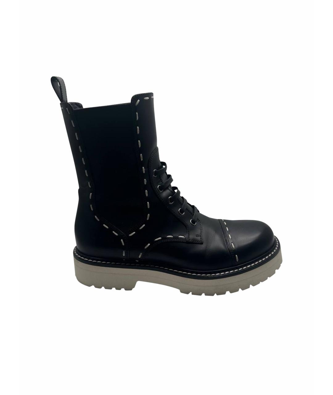 DOLCE&GABBANA Черные кожаные ботинки, фото 1