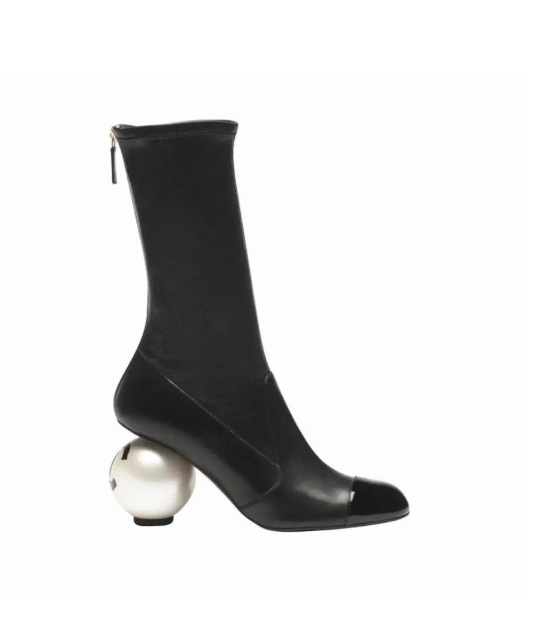CHANEL Черные кожаные ботильоны, фото 1
