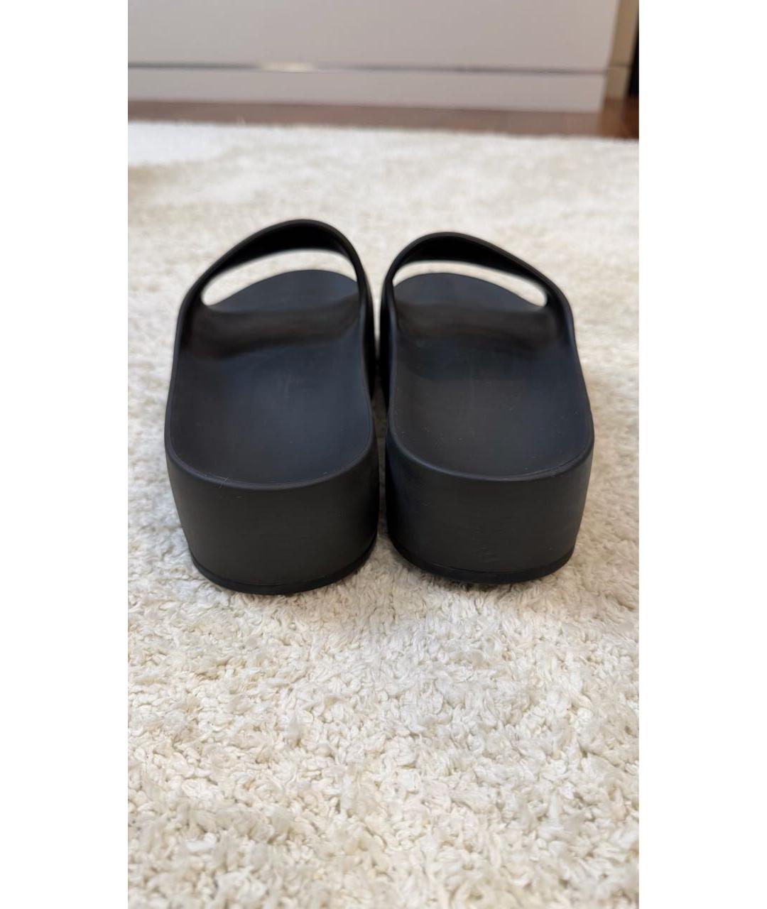 BALENCIAGA Черные резиновые шлепанцы, фото 4