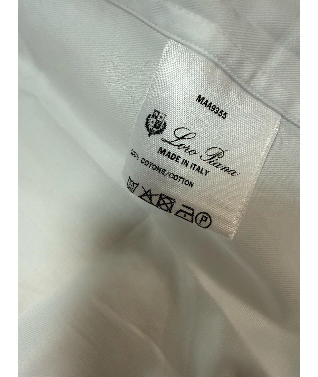 LORO PIANA Белая хлопковая классическая рубашка, фото 8