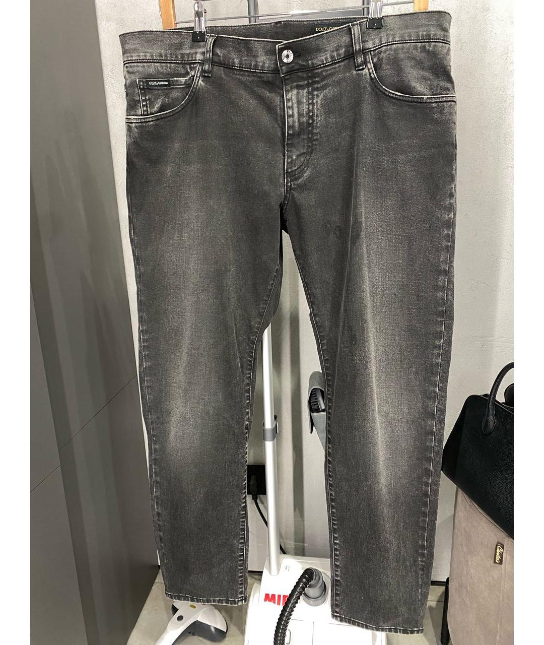 DOLCE&GABBANA Серые хлопко-полиэстеровые прямые джинсы, фото 8