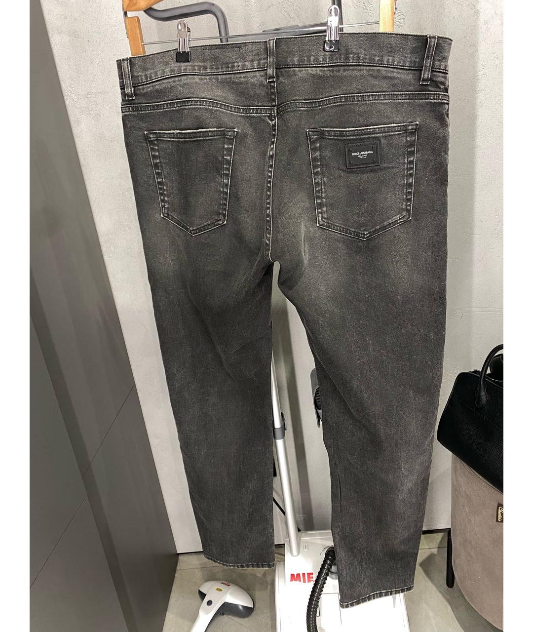 DOLCE&GABBANA Серые хлопко-полиэстеровые прямые джинсы, фото 2