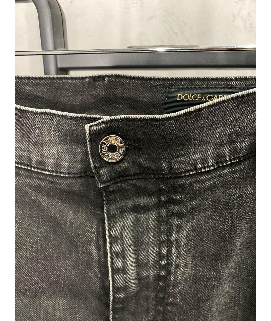 DOLCE&GABBANA Серые хлопко-полиэстеровые прямые джинсы, фото 5