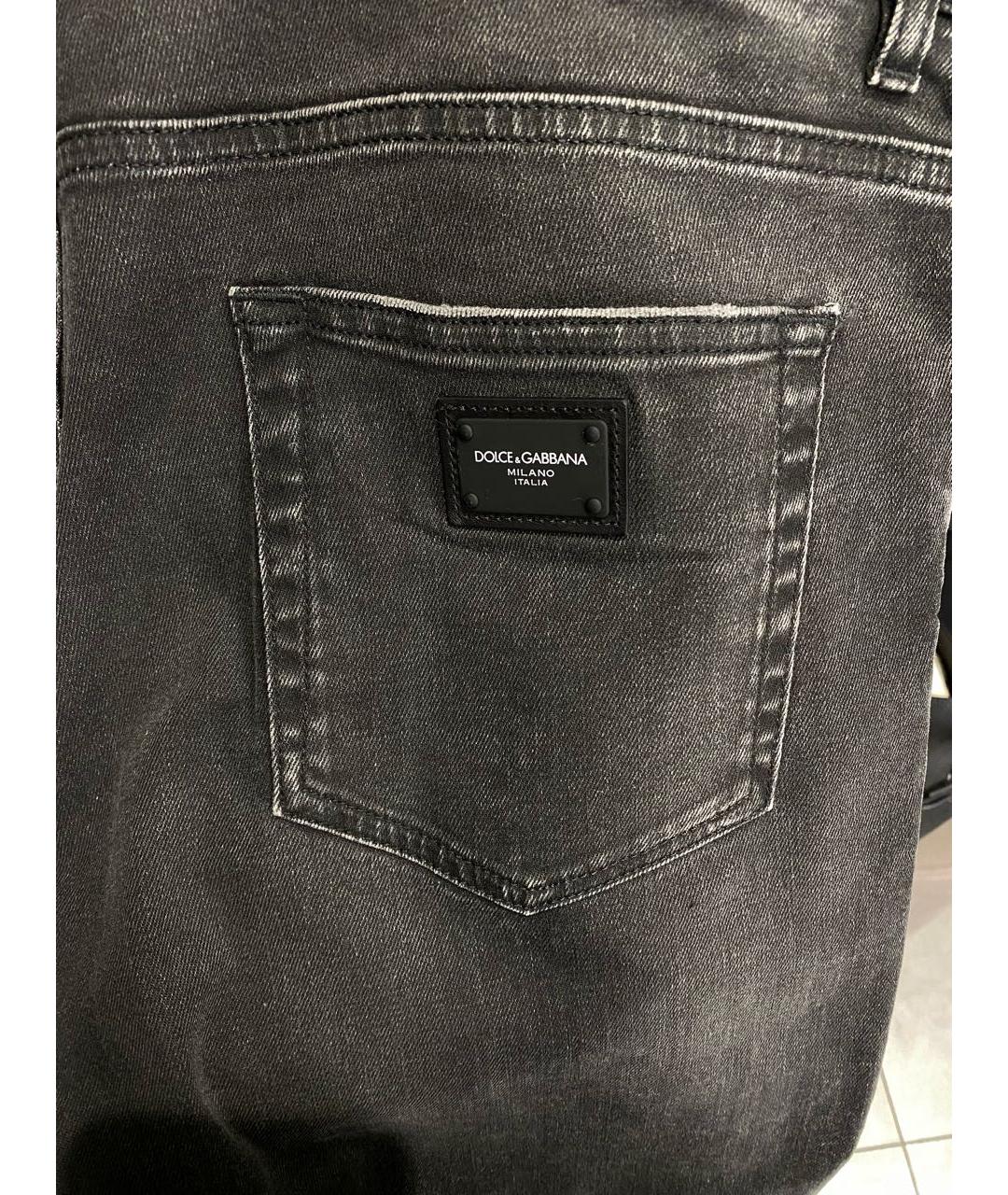 DOLCE&GABBANA Серые хлопко-полиэстеровые прямые джинсы, фото 6