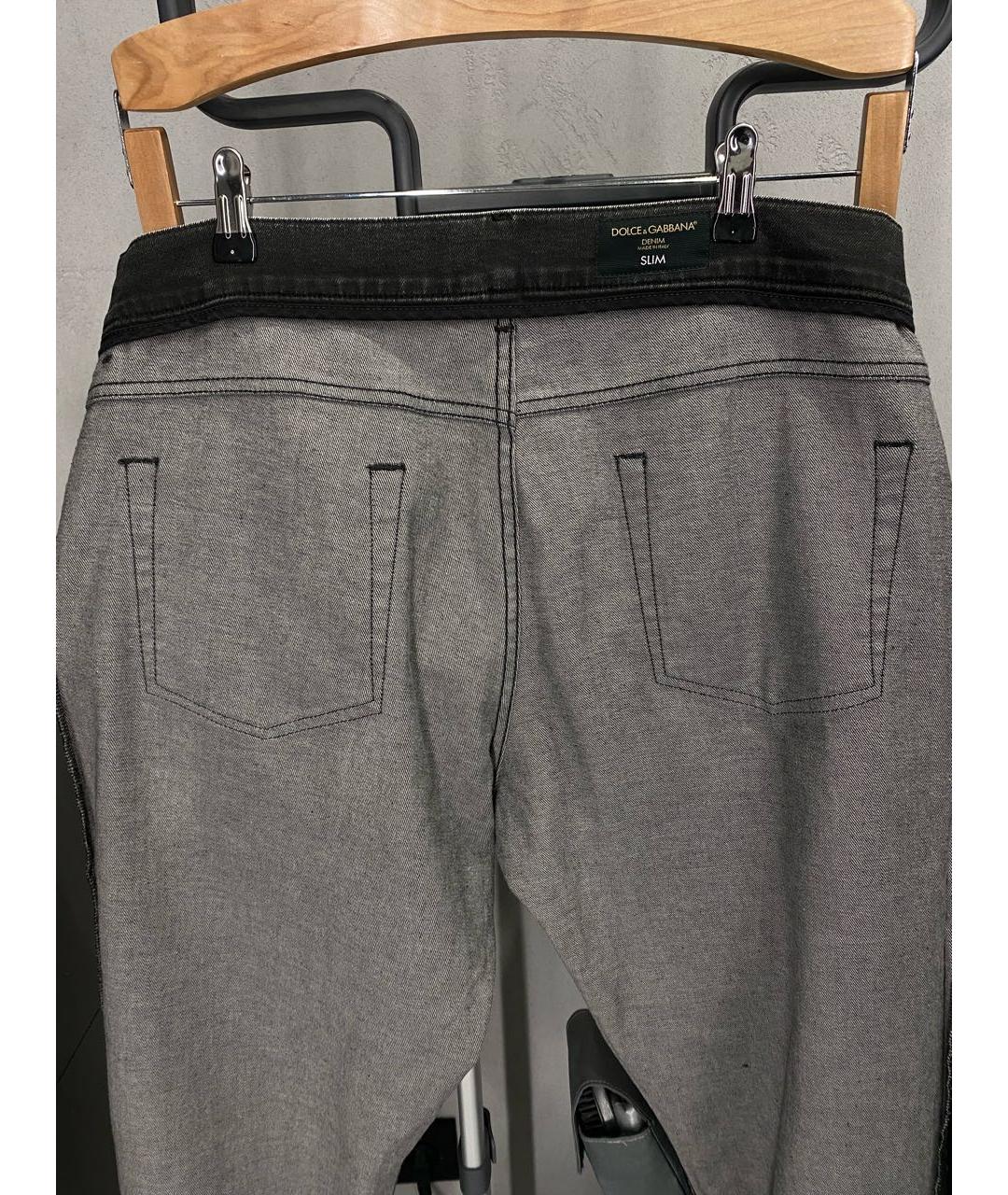 DOLCE&GABBANA Серые хлопко-полиэстеровые прямые джинсы, фото 3