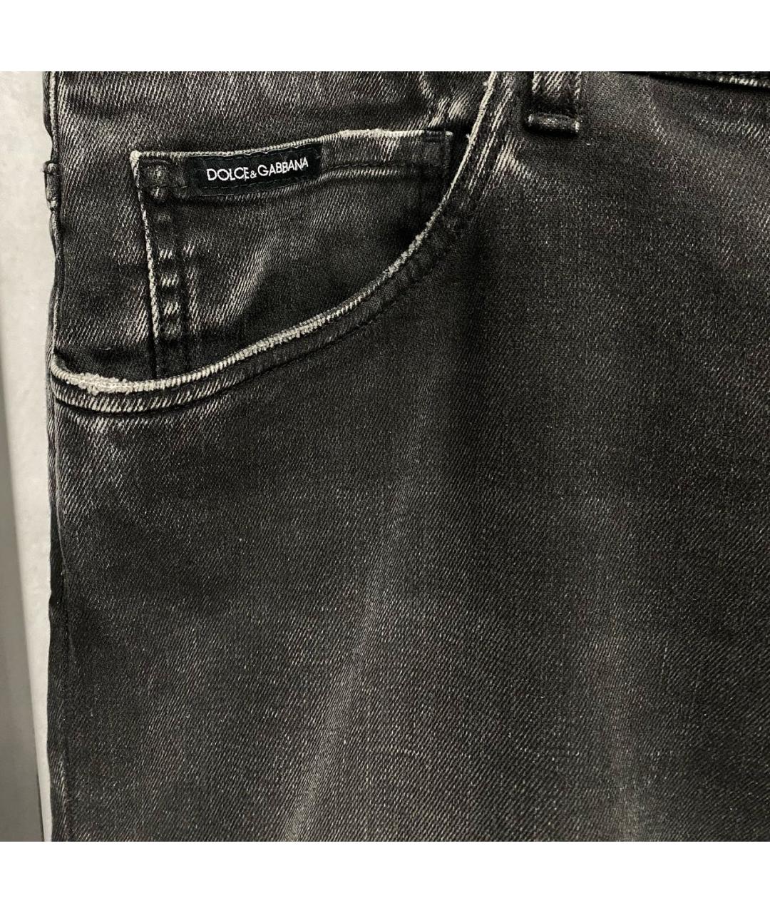 DOLCE&GABBANA Серые хлопко-полиэстеровые прямые джинсы, фото 4