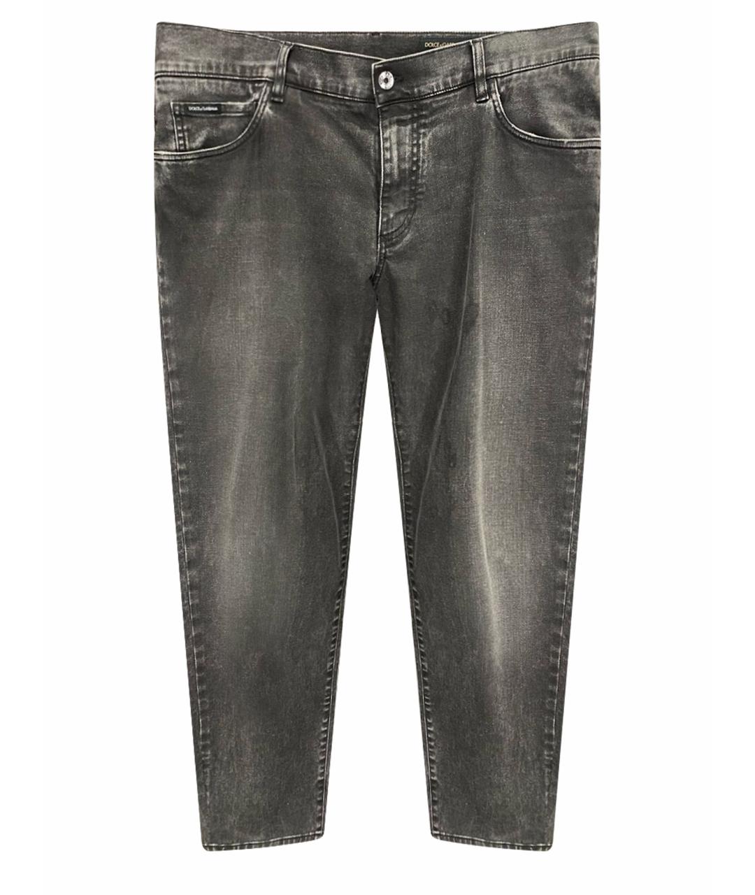 DOLCE&GABBANA Серые хлопко-полиэстеровые прямые джинсы, фото 1