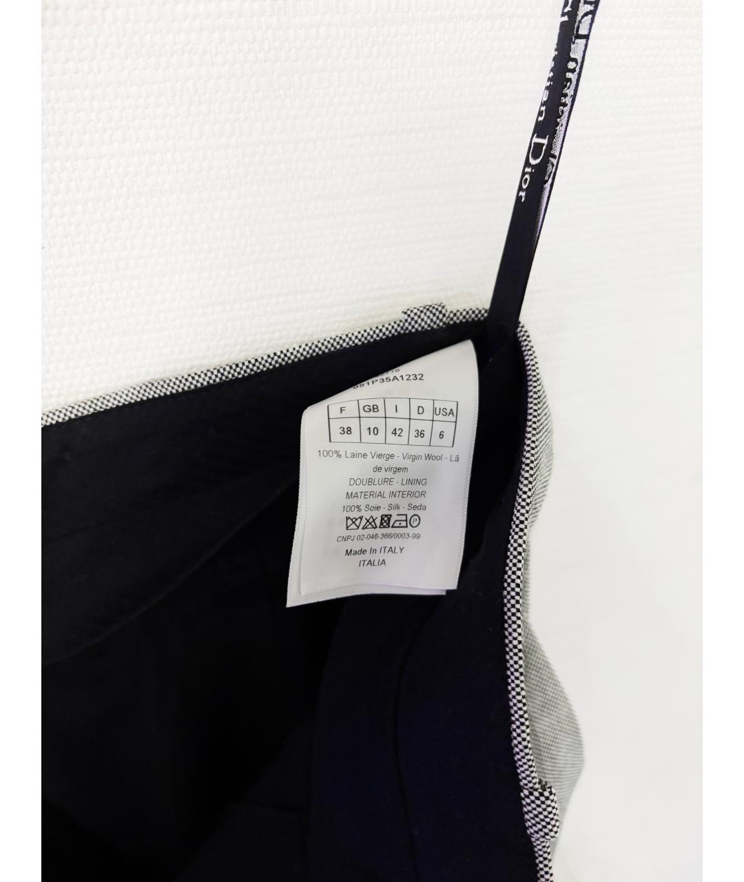 CHRISTIAN DIOR Серые шерстяные брюки широкие, фото 5