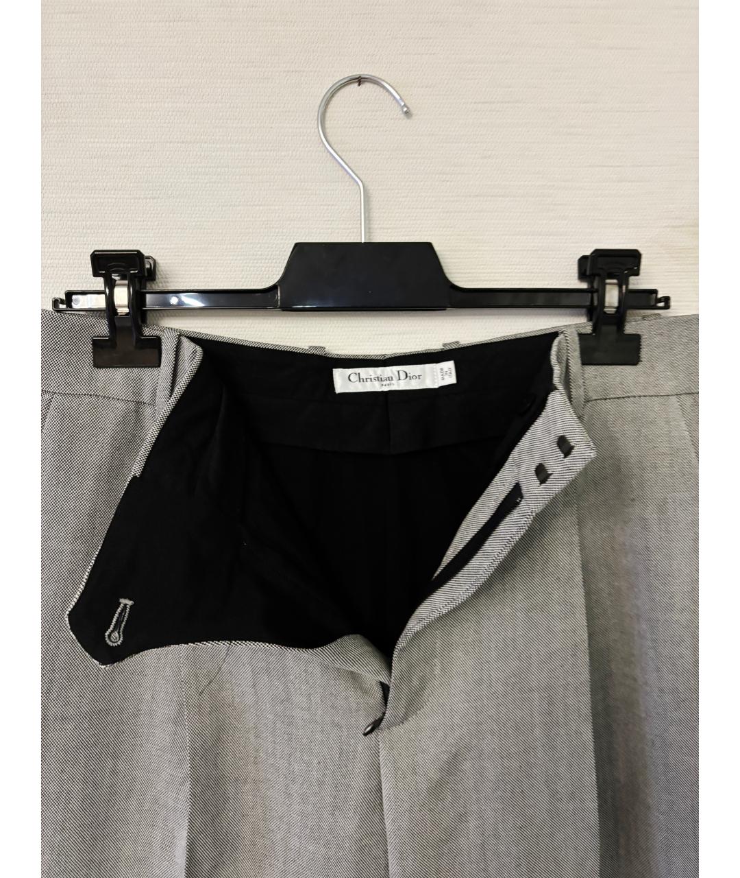 CHRISTIAN DIOR Серые шерстяные брюки широкие, фото 3
