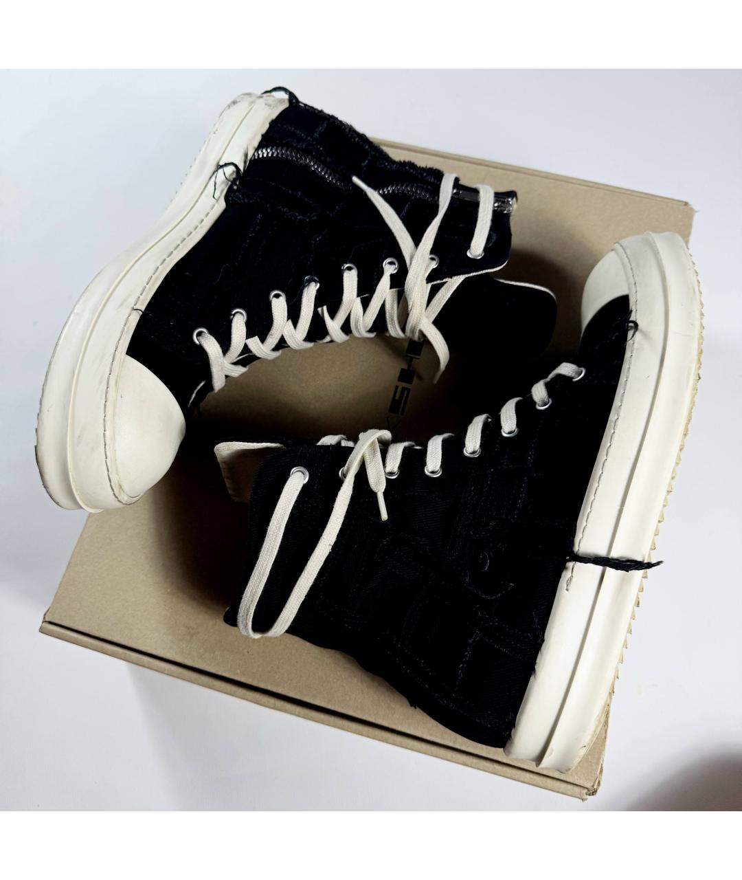 RICK OWENS Черные высокие кроссовки / кеды, фото 8