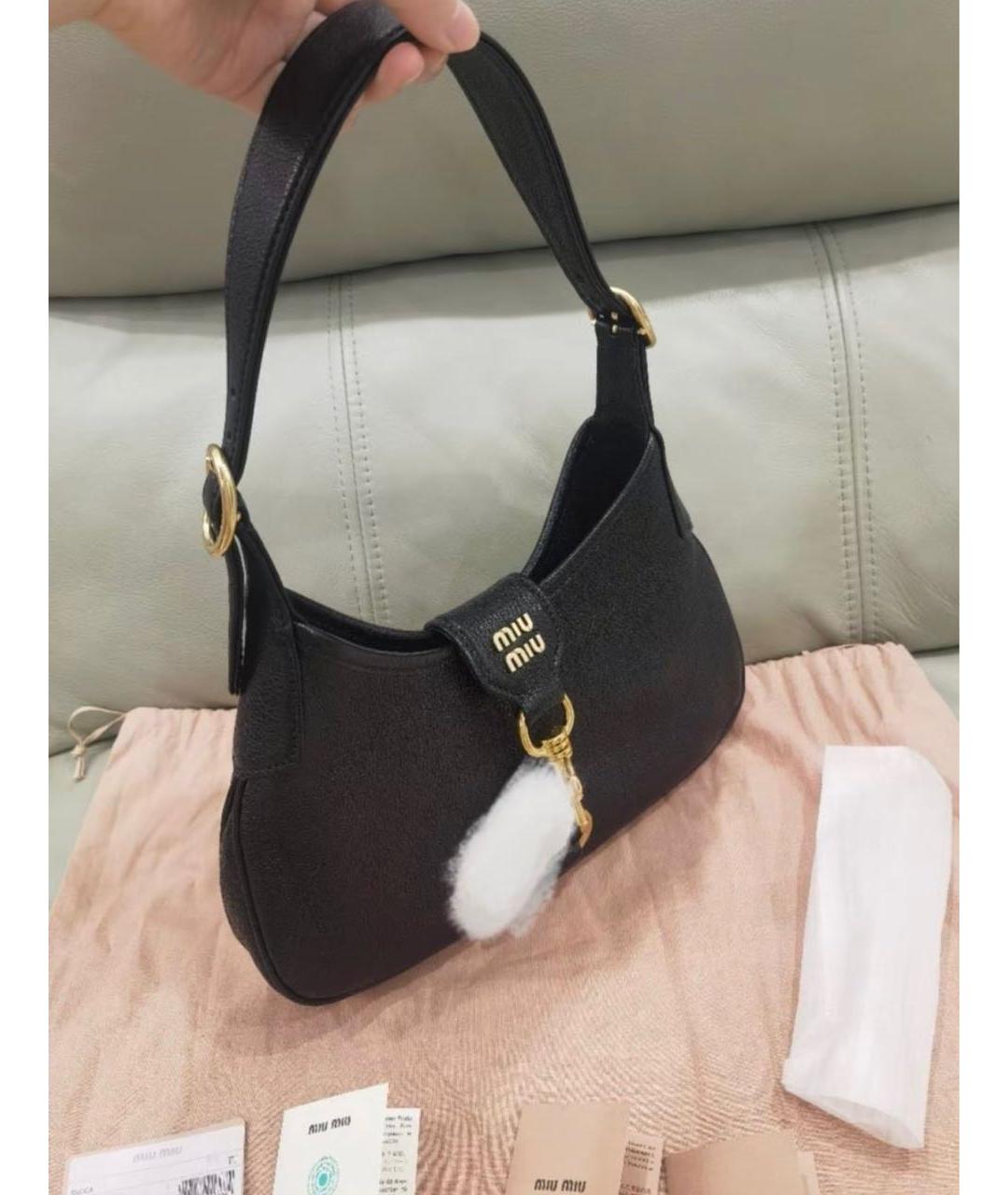 MIU MIU Черная кожаная сумка с короткими ручками, фото 6