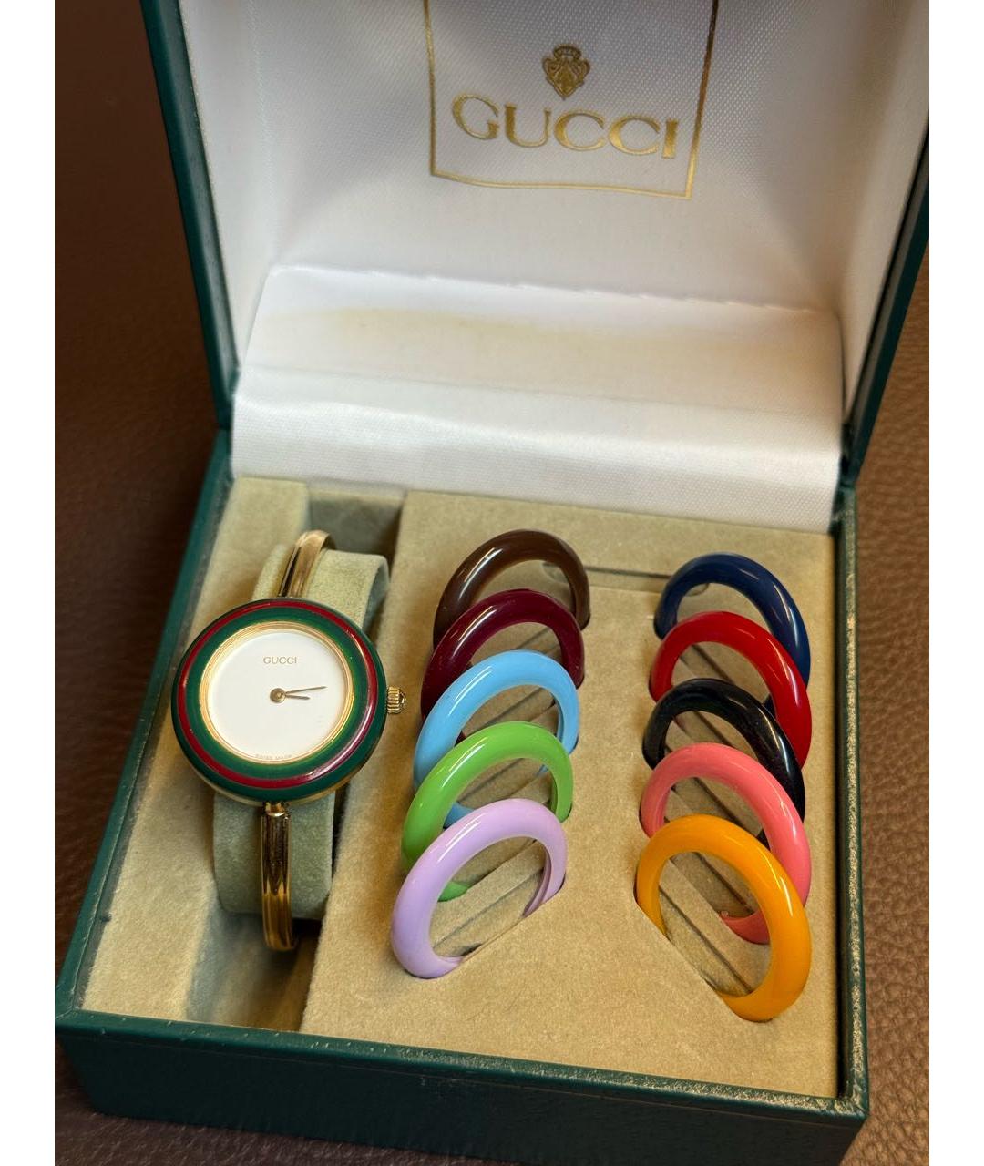 GUCCI Золотые пластиковые часы, фото 4