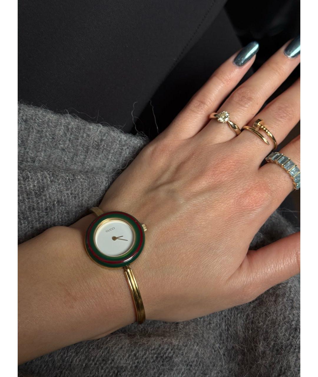 GUCCI Золотые пластиковые часы, фото 7