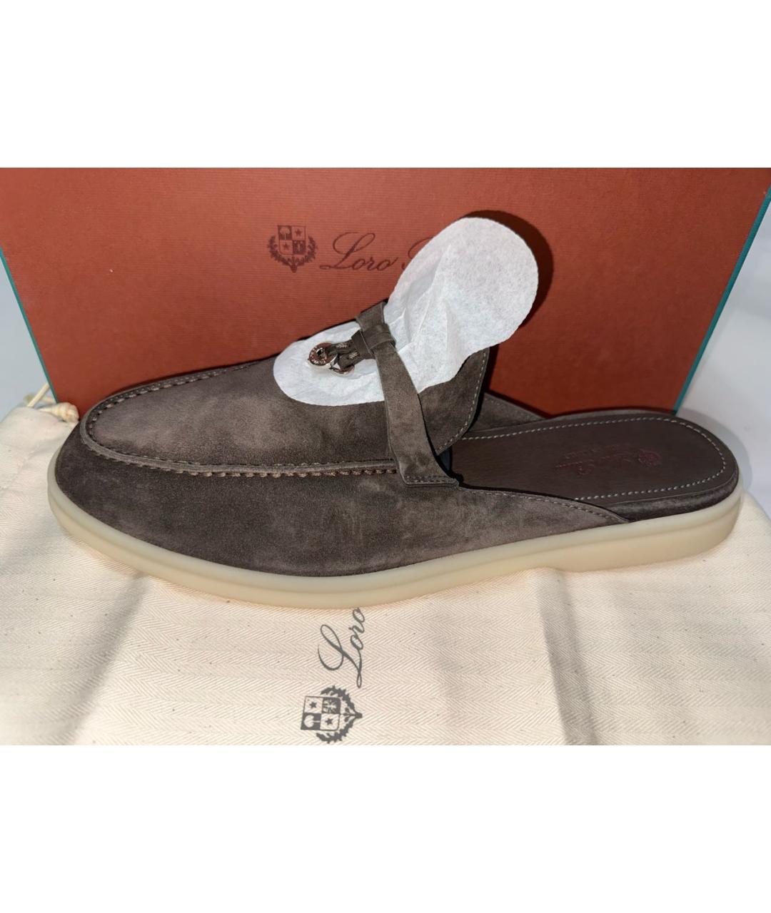 LORO PIANA Коричневые замшевые мюли, фото 3