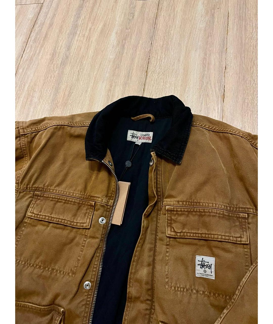 STUSSY Коричневая хлопковая куртка, фото 3