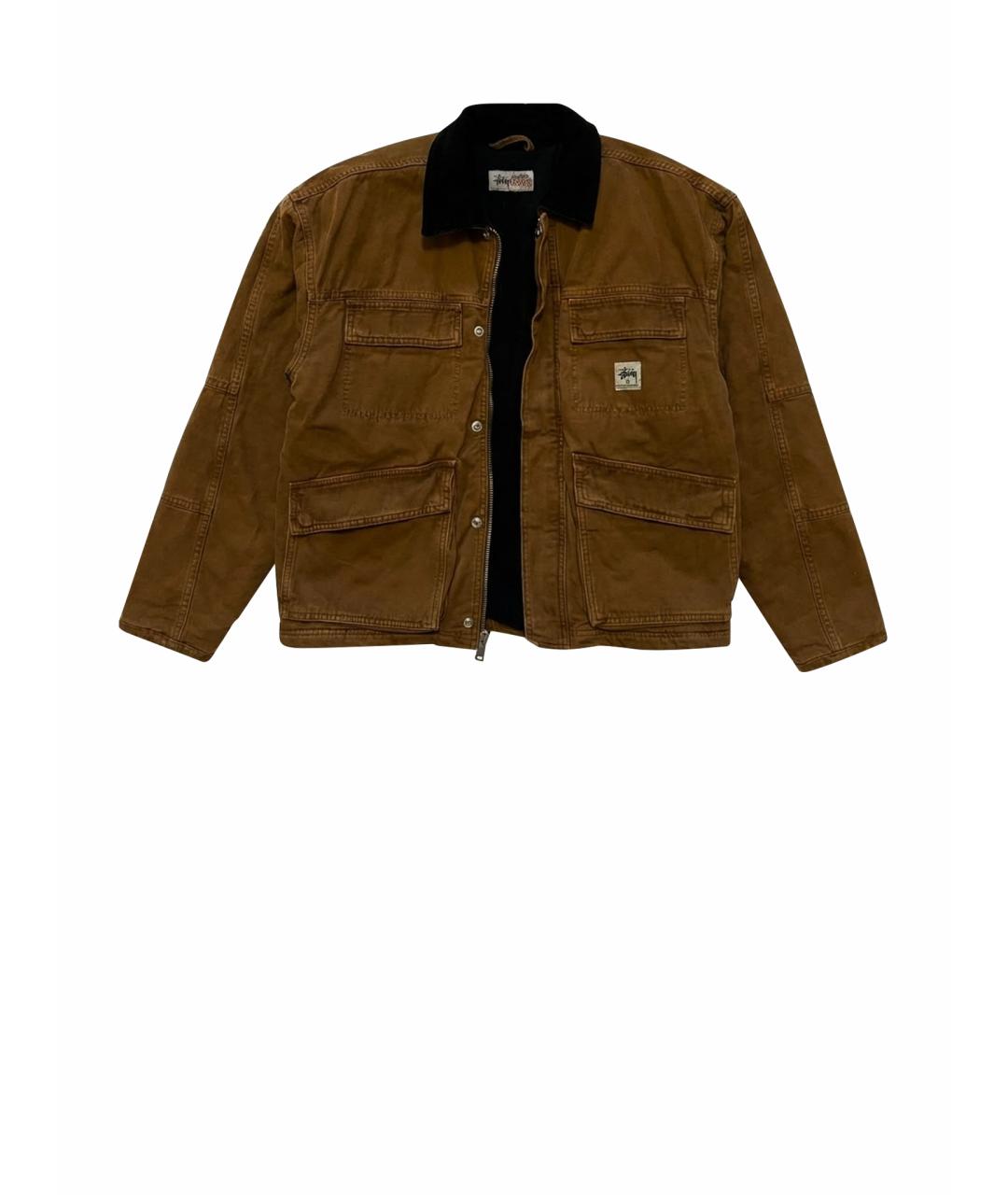 STUSSY Коричневая хлопковая куртка, фото 1