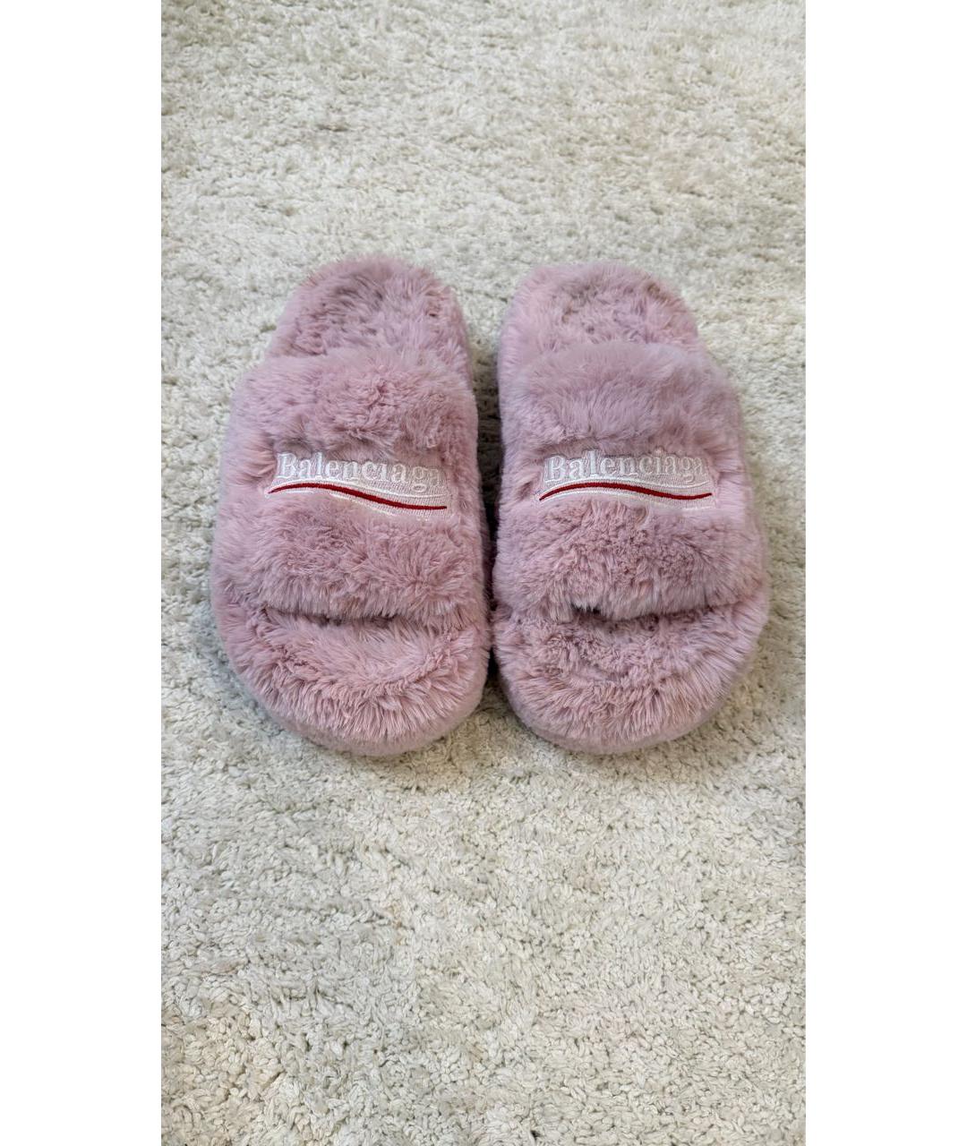BALENCIAGA Розовые текстильные шлепанцы, фото 2