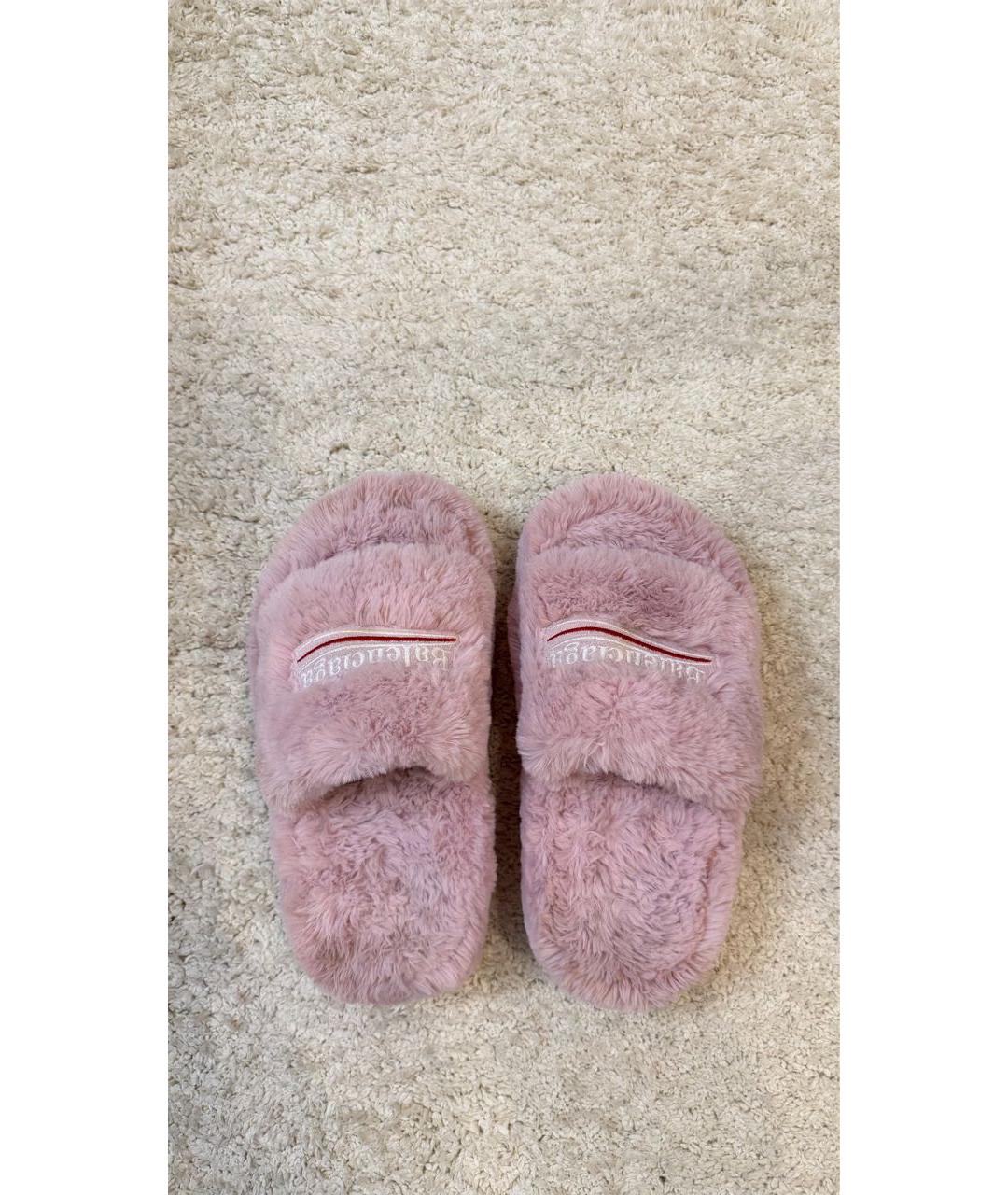 BALENCIAGA Розовые текстильные шлепанцы, фото 3