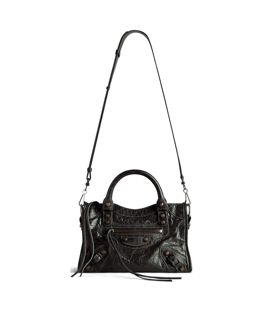 BALENCIAGA Черная кожаная сумка через плечо, фото 2