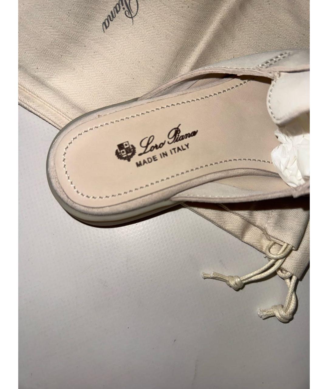 LORO PIANA Серые замшевые мюли, фото 3