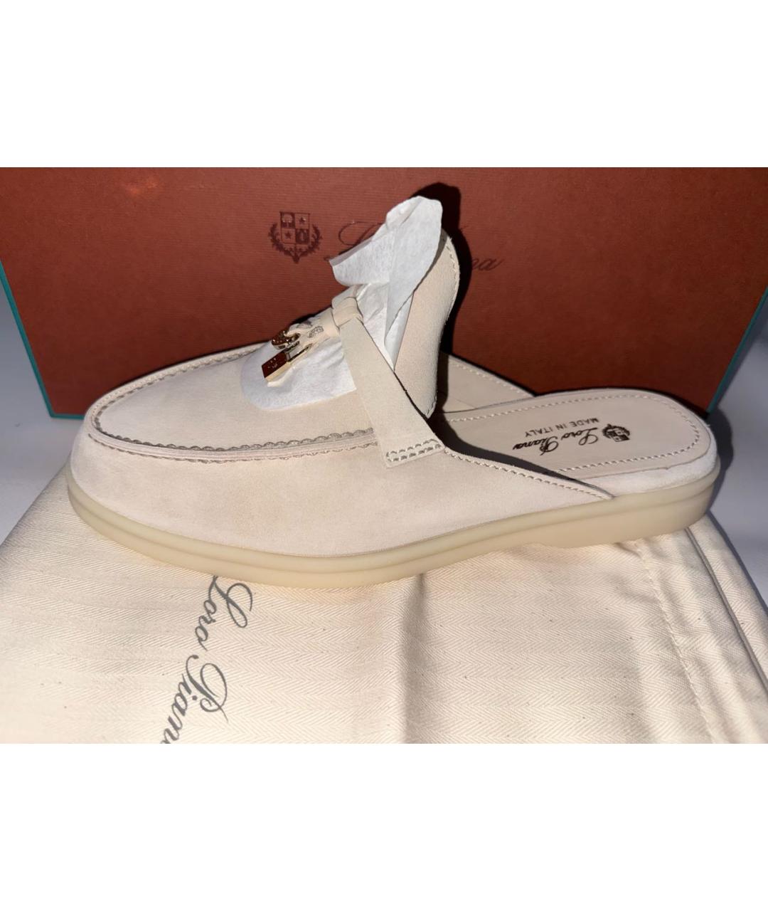 LORO PIANA Серые замшевые мюли, фото 4