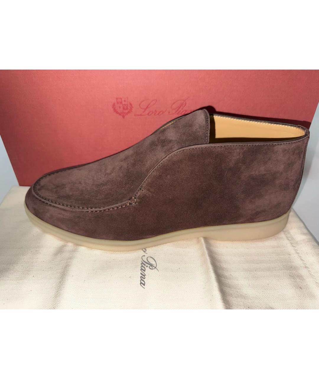 LORO PIANA Коричневые замшевые лоферы, фото 3