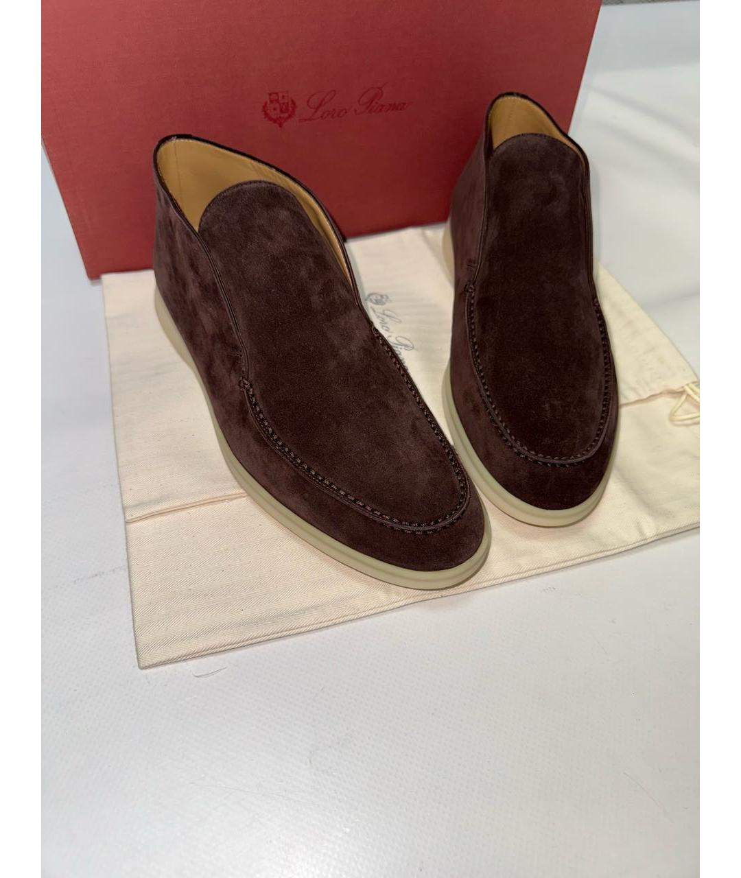 LORO PIANA Коричневые замшевые лоферы, фото 2