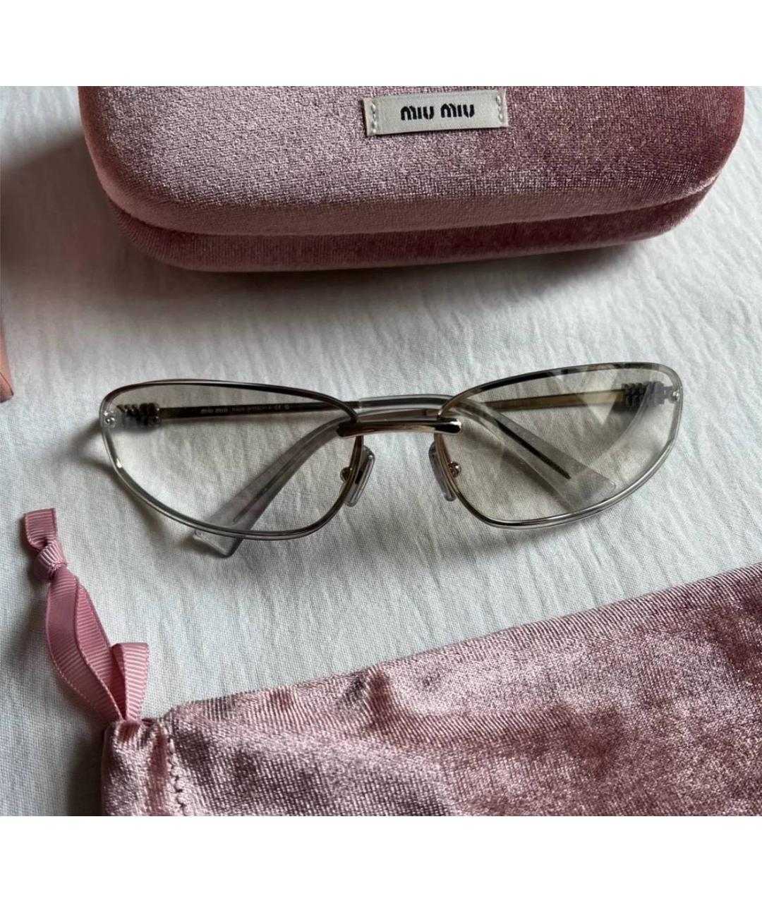 MIU MIU Серебряные металлические солнцезащитные очки, фото 5